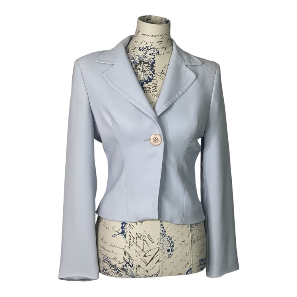 Bebe Fitted one Button Pale Blue Blazer 6